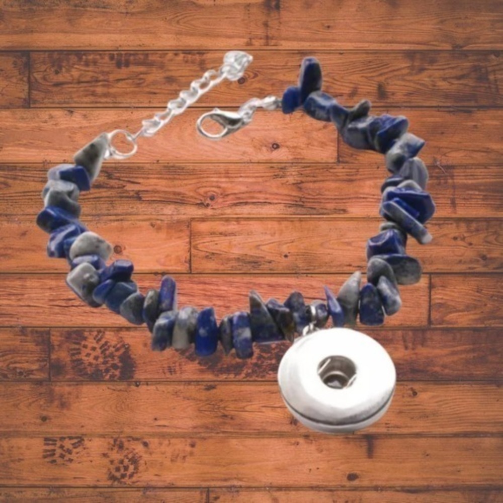 Blue Stone snap button Bracelet